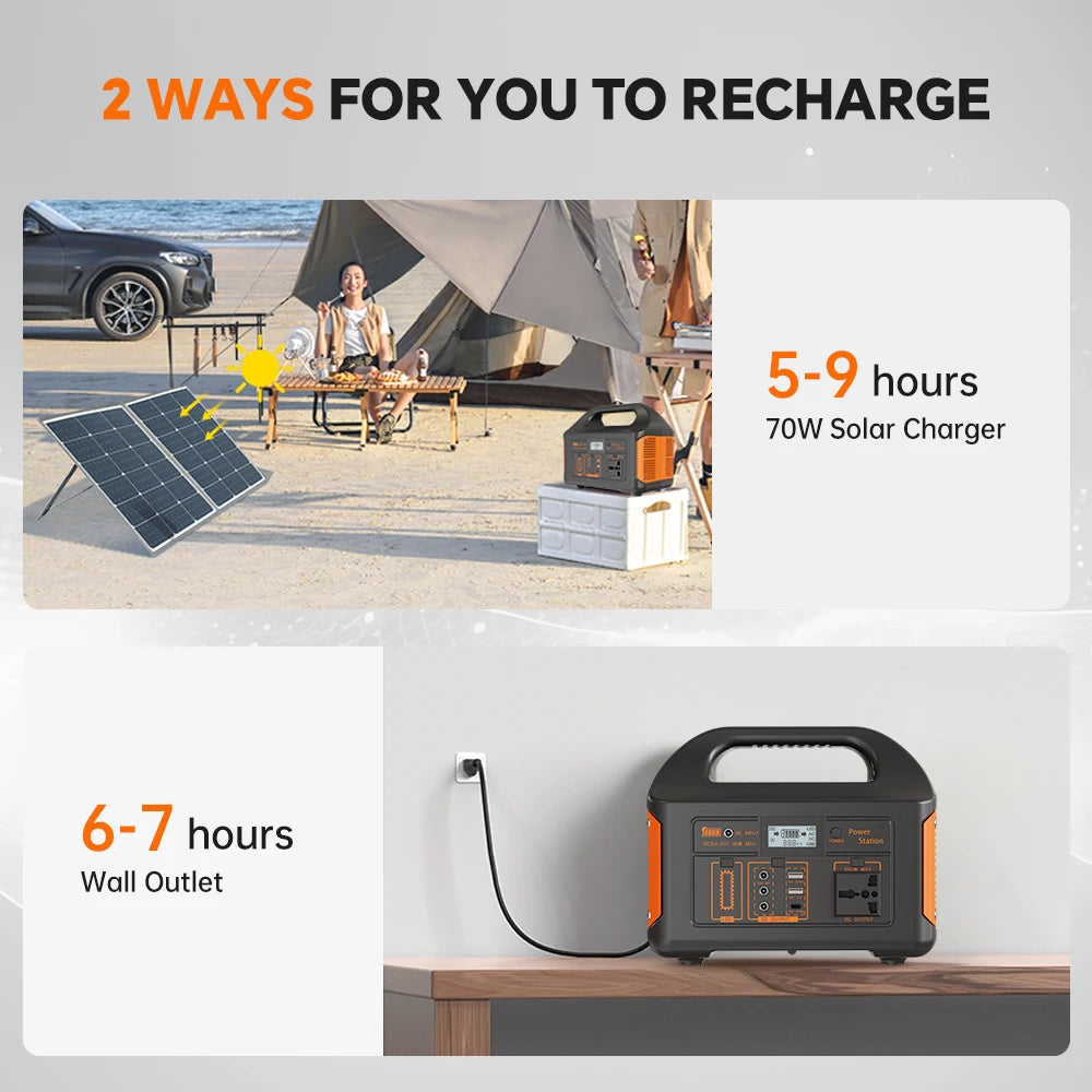 500W 460Wh Portable Solar Power Station Emergency Power LED Display Outdoor Power Supply LifePO4 Battery Power Bank for Camping Fishing