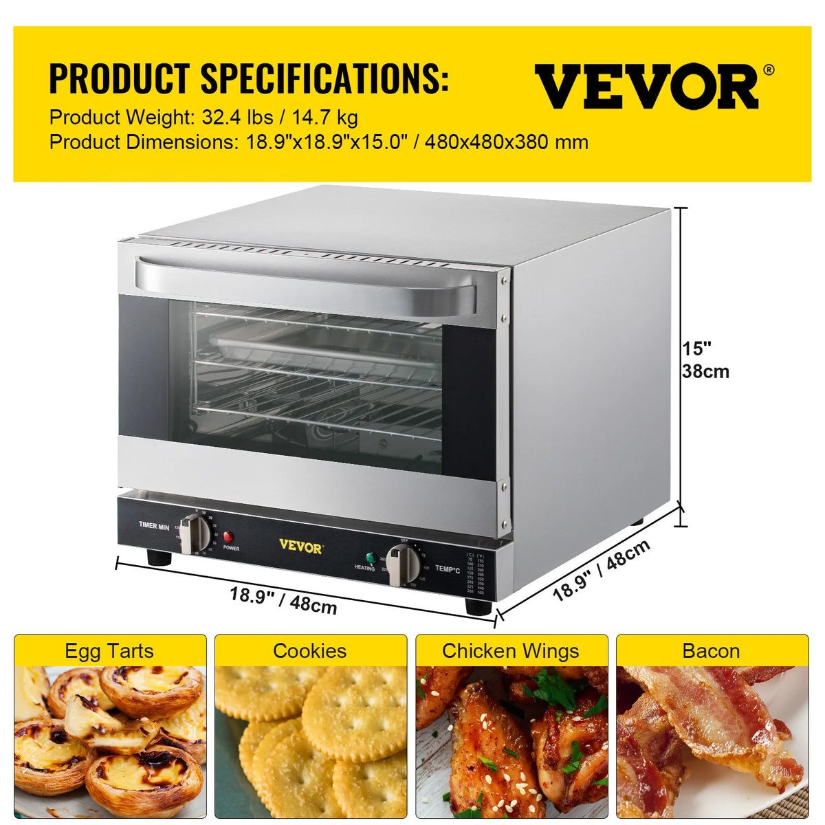 SucceBuy 21L47L66L Electric Oven Commercial Multifunction Countertop 3/4-Layer Baking Machine Home Toaster Pizza Convection Oven