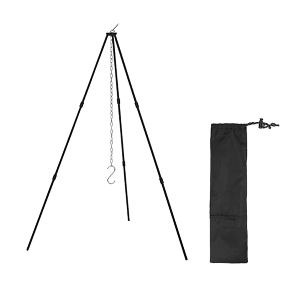 Camping Bonfire Tripod Portable Aluminum Alloy Cooking Pot Frame Tool Stainless Steel Chain Detachable Stand Camping Accessories