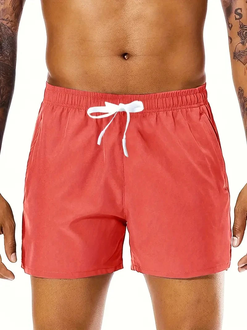 Men 2025 New Summer Beach New Models Solid Color Fashion Leisure Comfortable Elastic Waist Double Pockets Cool Sports Shorts
