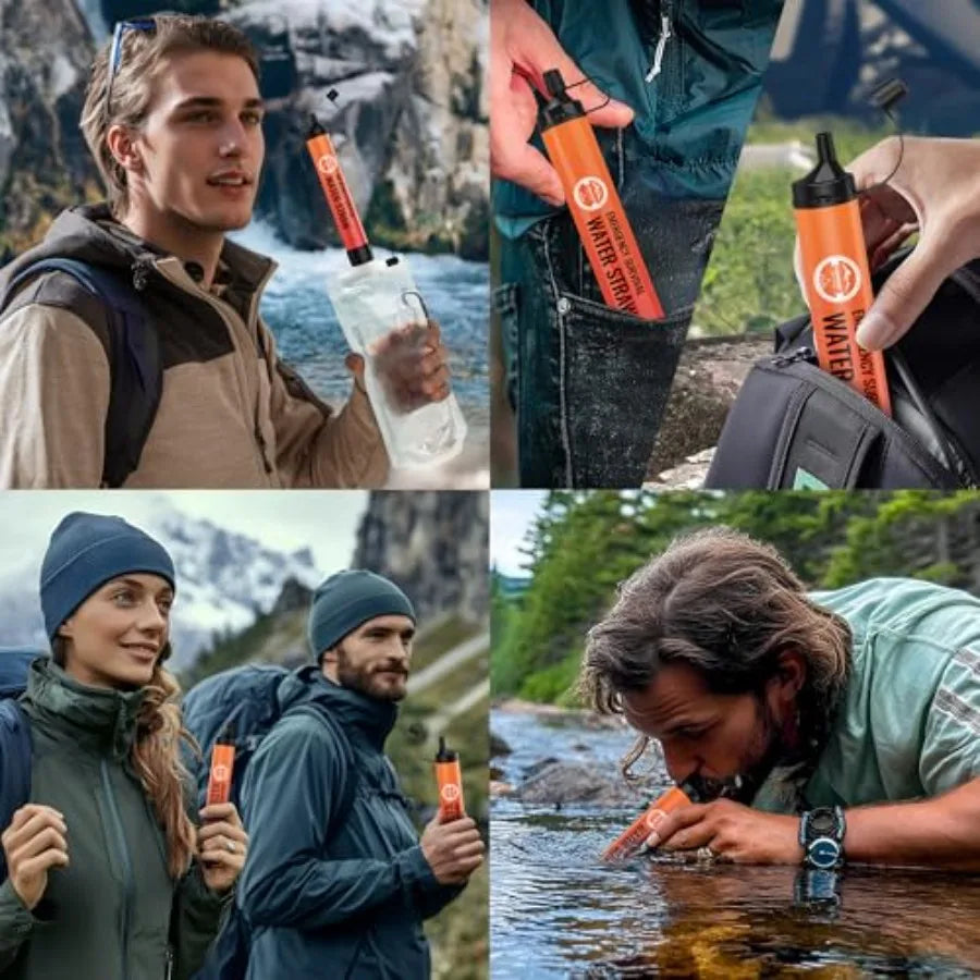 Straw Water Filter 5 Pack Outdoor Camping and Hiking Survival Gear Kit for Family Use Ultra-Light Personal Filter Straws