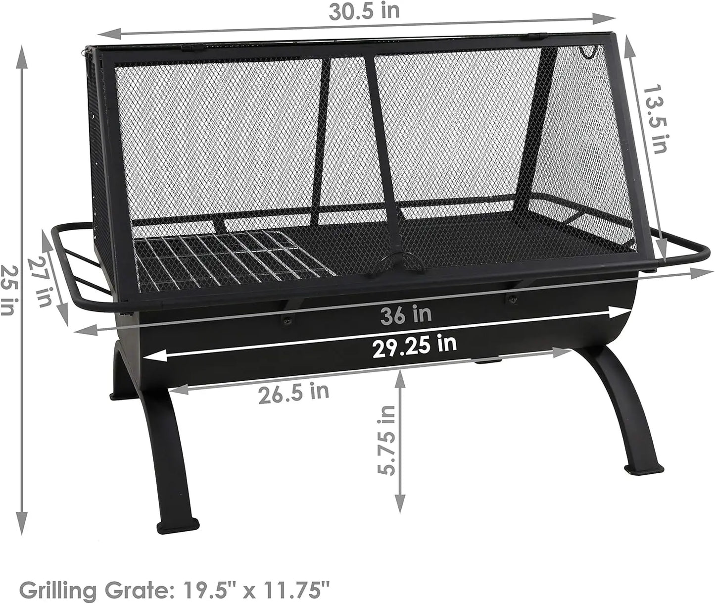 36-Inch Northland Steel Outdoor Fire Pit with Grill - Outdoor Fireplace with Cooking Grate, Spark Screen, Cover, and Poker