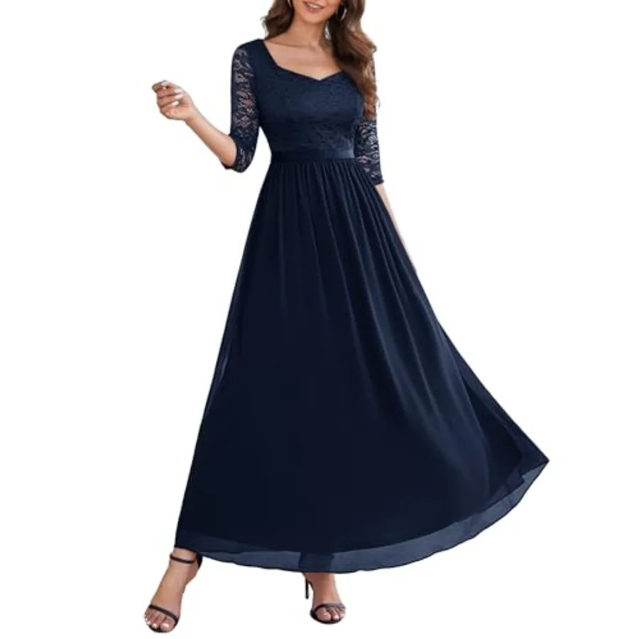 Wedtrend Formal Dresses for Women 3/4 Sleeve Bridesmaid Dress Mother of Bride Dress Maxi Evening Gown Prom Dresses