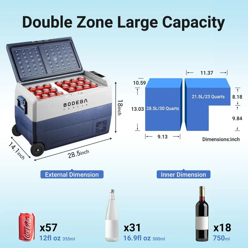 12 Volt Portable Refrigerator,53 Quart Car Fridge Dual Zone 468,50L Car Freezer APP Control,Electric Compressor Cooler 12 24V D