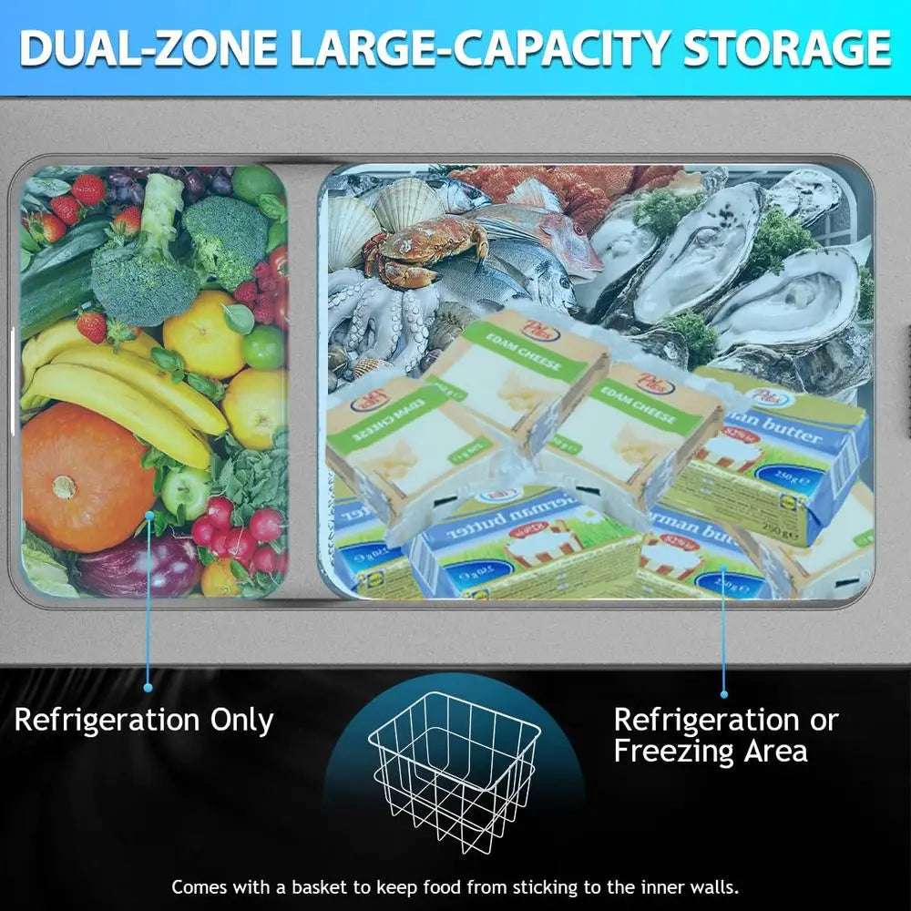 NCF55 Portable Fridge Freezer,12 Volt Car Refrigerator, 52 Quart 49.4 Liter Fast Cooling 12V Car Fridge 468,for Outdoor, Camping