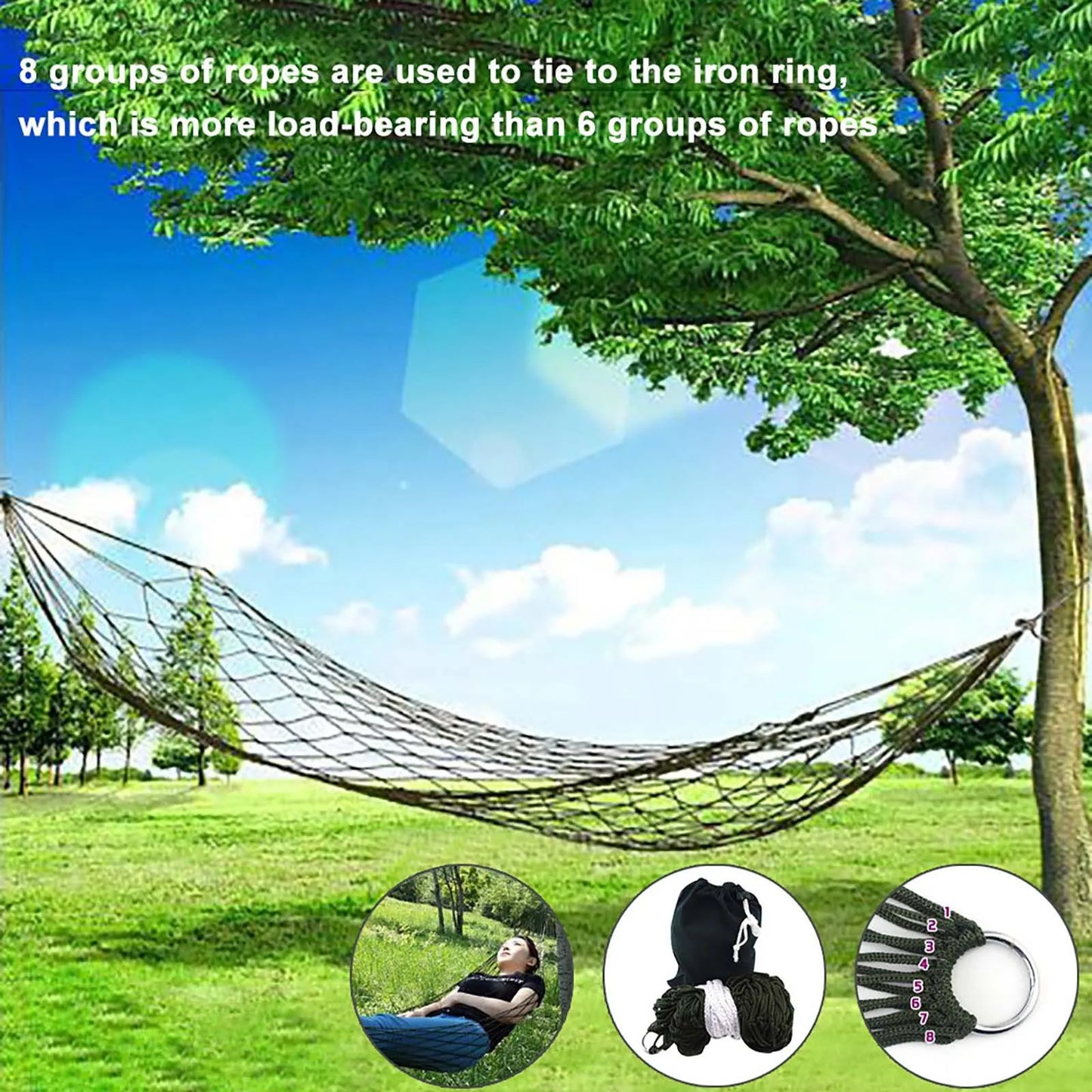 Family Hammock with Portable Carry Bag and for Outside Outdoor Patio Backyard Poolside