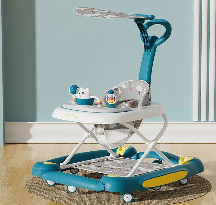 Foldable Baby Walkers With Universal Wheel Multifunction Anti-Roll Anti O-Leg Walker Handcart Learning Start Walker