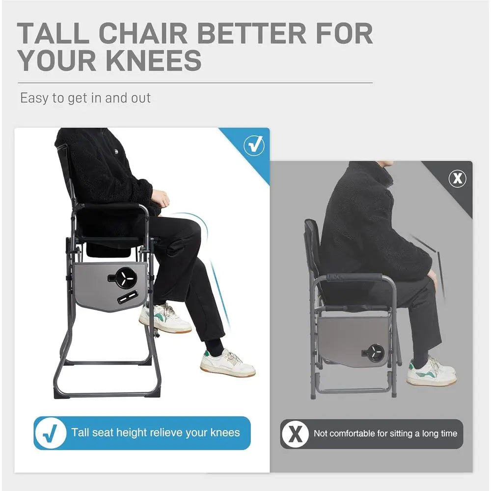 30.7 Tall Portable Camping Chair with Side Table, Ideal for Outdoor Events and Makeup Artists, Supports 350lbs