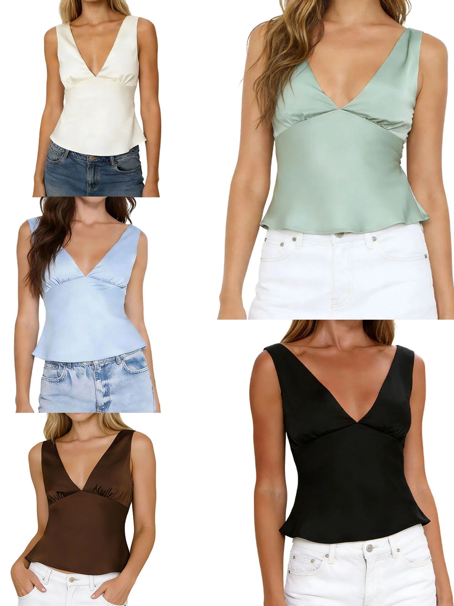 Color  Fit Women S Satin  Fit Trendy Sleeveless Deep Tops Trendy Sleeveless Sleeveless Fit Shirts