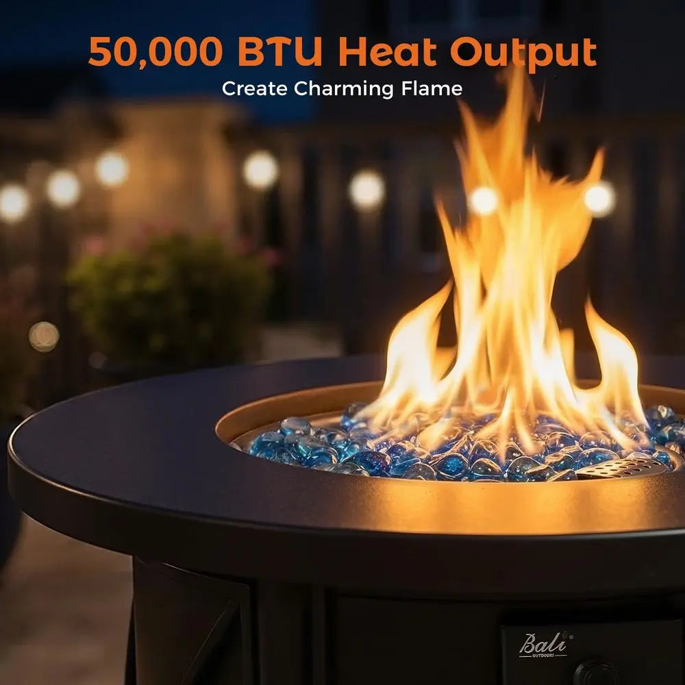50000 BTU Propane Fire Pit for Outdoor, 30 in Fire Pit Table Outdoor, Round Firepits for Outside Backyard, Patio