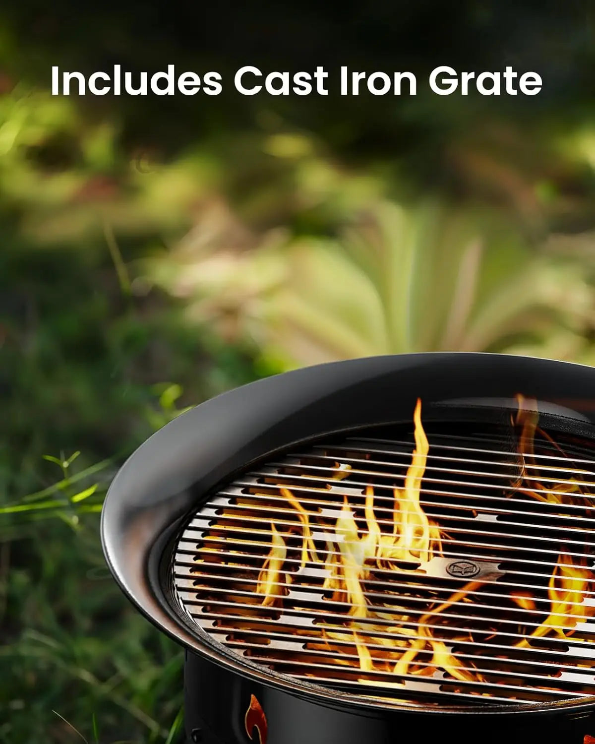 Large Propane Fire Pit 19 Inch, Gas Fire Pit with Grill Grate, Folding Legs,Hose Hooks, Propane Tank Holder, Cover & Carry Strap