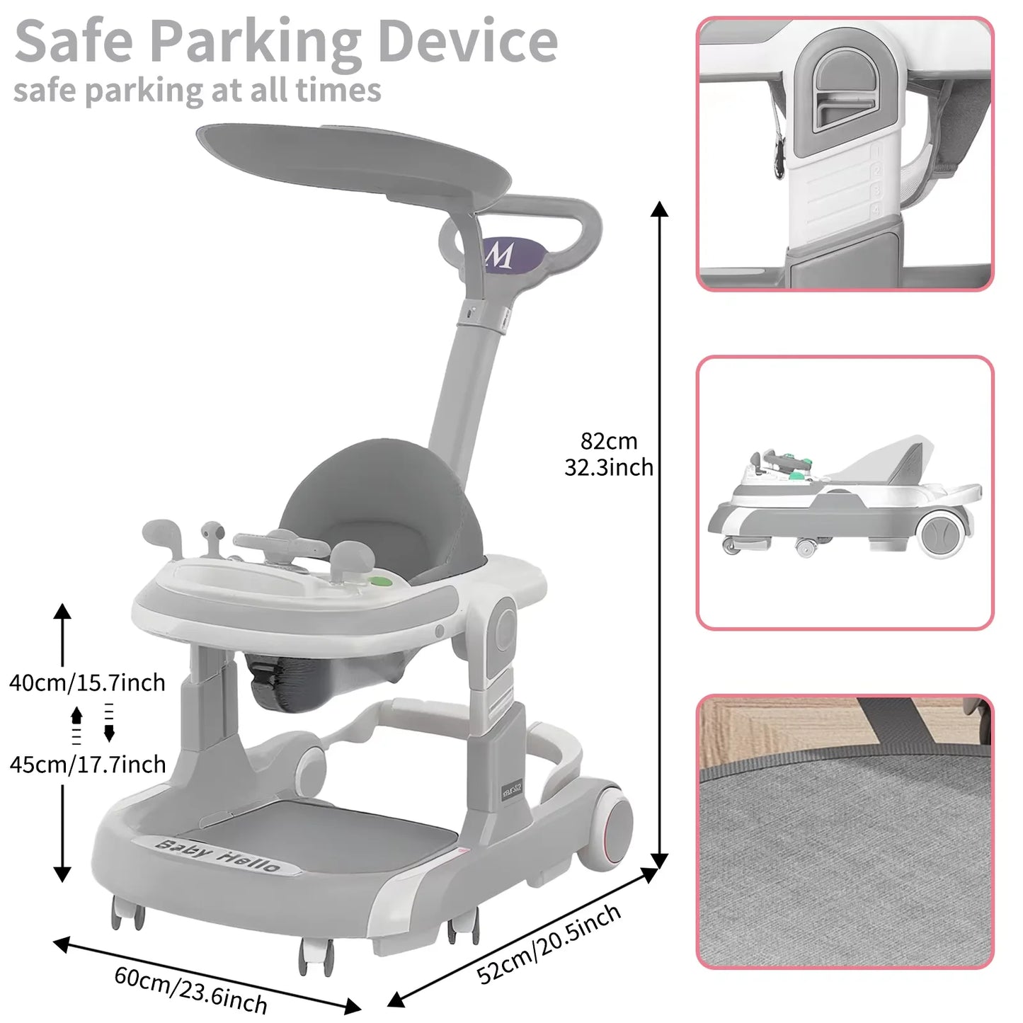 Multifunctional Baby Walker with Music,Lights,Spinning Wheels,Toy Rack,Pusher,Dining Tray For Kids Push Walker Antirollover 2026