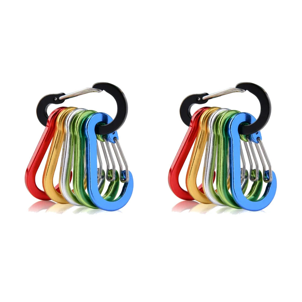 6/12Pcs Aluminum Alloy Carabiner Keychain Outdoor Camping Climbing Hiking Snap Clip Lock Buckle Hook Fishing Accessories