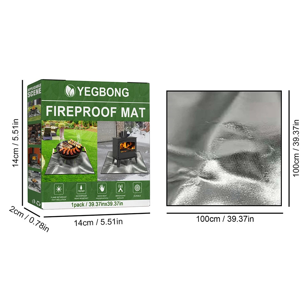 100cmx100cm Griddle BBQ Mat Heat Resistant Fire Retardant Base Pad 3 Layers Large Fire Pit Mat Easy To Clean for Grass Outdoor