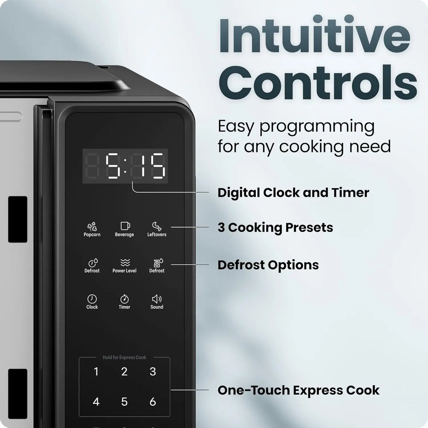 Compact 700W Microwave Oven with 10 Power Levels, 6 Presets, Eco Mode, Child Lock & Mute - 0.7 Cu. Ft.