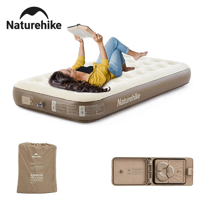 Nature hike Camping Mattress 1 Person Air Bed with Built-in Pump Outdoor Travel Beach Air Mattress Sleeping Mat 25cm Thickened