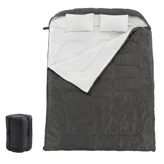 JHK Double Sleeping Bag for Adults with Pillow Lightweight 3 Season Portable Compact Sleeping Bag for 2 Person Hiking Fishing