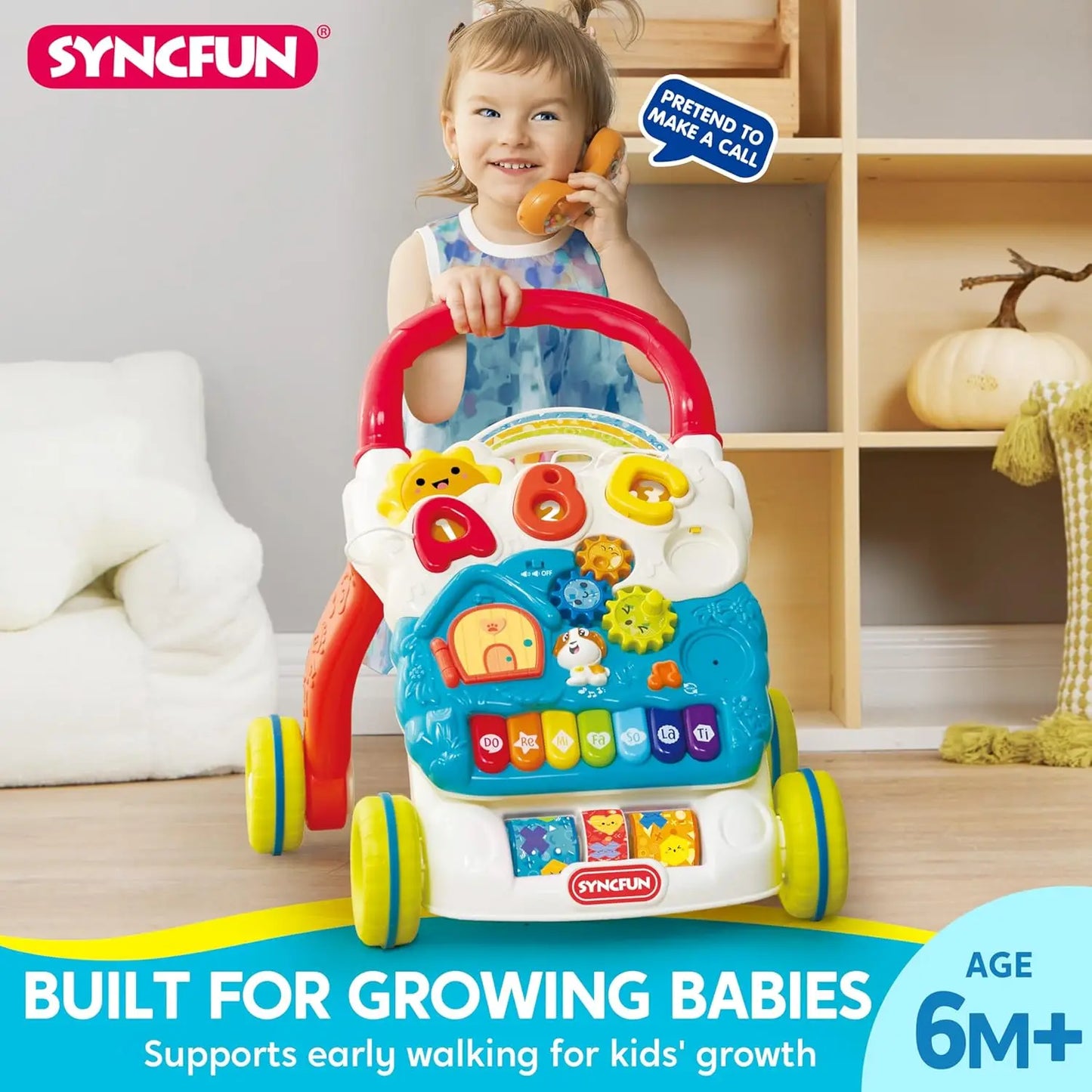 JOYFY Baby Learning Walker 2 in 1 Sit to Stand Learning Toys for Baby Toys 6-12 Months Educational Present Push Walker Gift