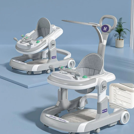 2 In 1 Baby Walker Toddler Baby Push Walker Removable Feeding Tray And Music Tray Foldable Walker Child Handcart Anti Rollover
