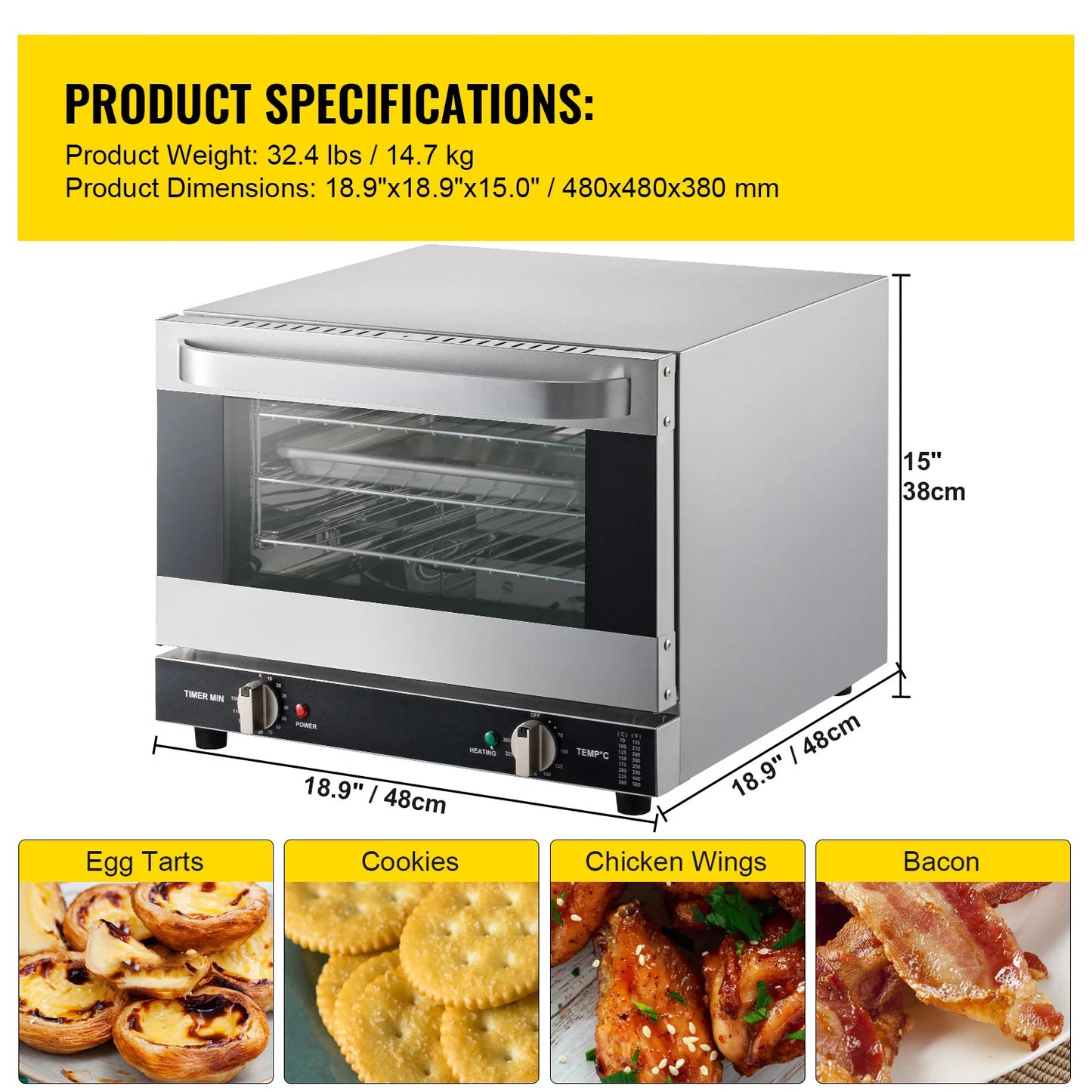 SucceBuy 21L47L66L Electric Oven Commercial Multifunction Countertop 3/4-Layer Baking Machine Home Toaster Pizza Convection Oven