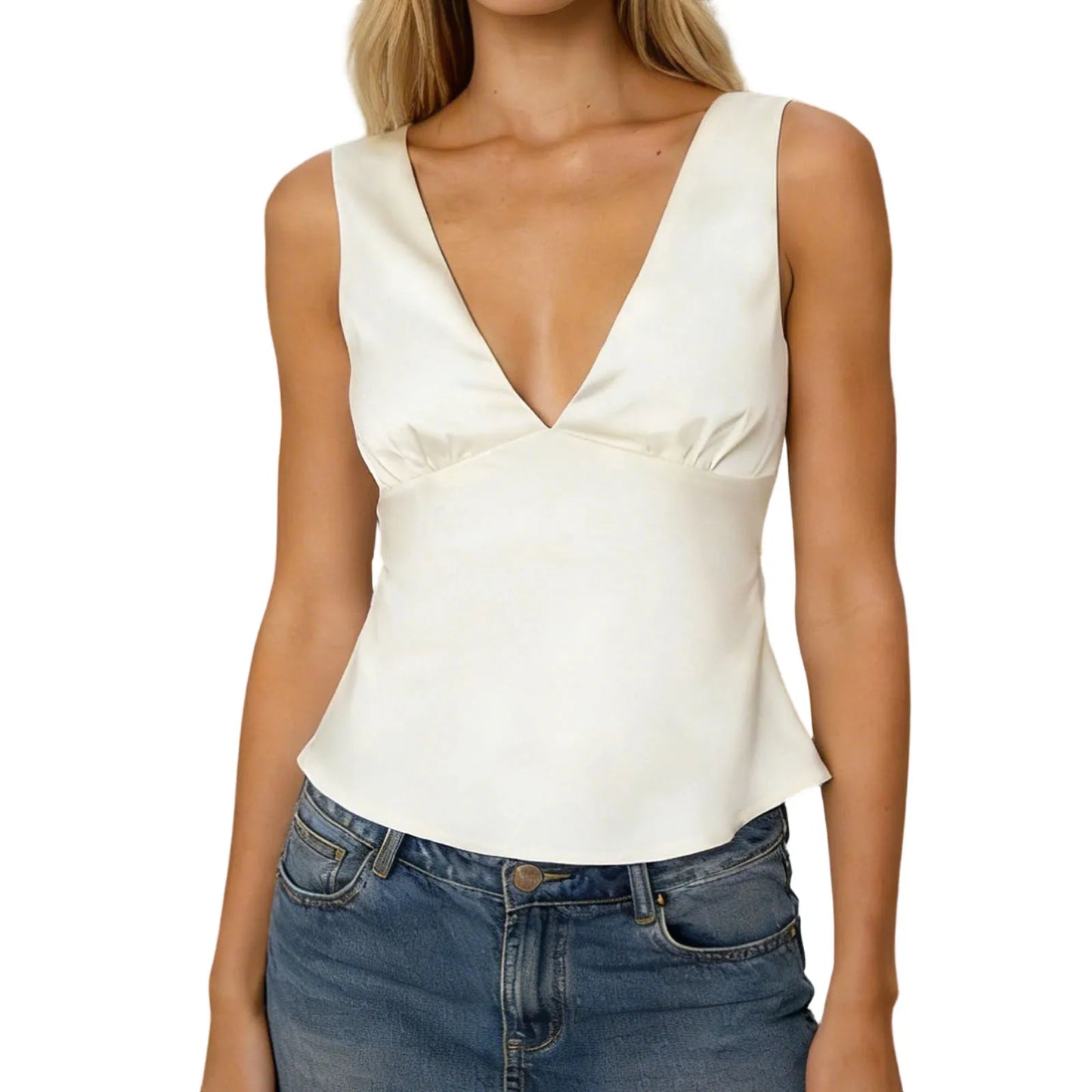 Color  Fit Women S Satin  Fit Trendy Sleeveless Deep Tops Trendy Sleeveless Sleeveless Fit Shirts