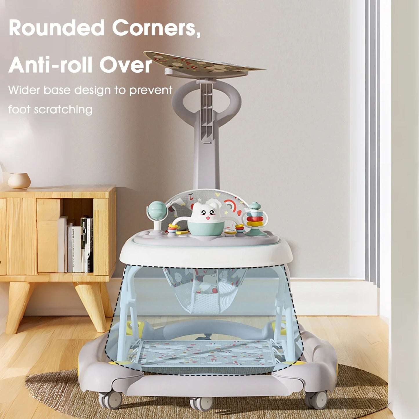 Foldable Baby Walkers With Universal Wheel Multifunction Anti-Roll Anti O-Leg Walker Handcart Learning Start Walker