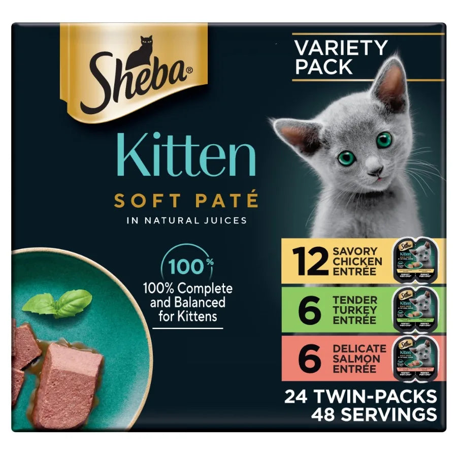Perfect Portions Kitten Variety Flavors Pate Wet Cat Food, 2.6 oz Twin-Pack Trays 24 Pack
