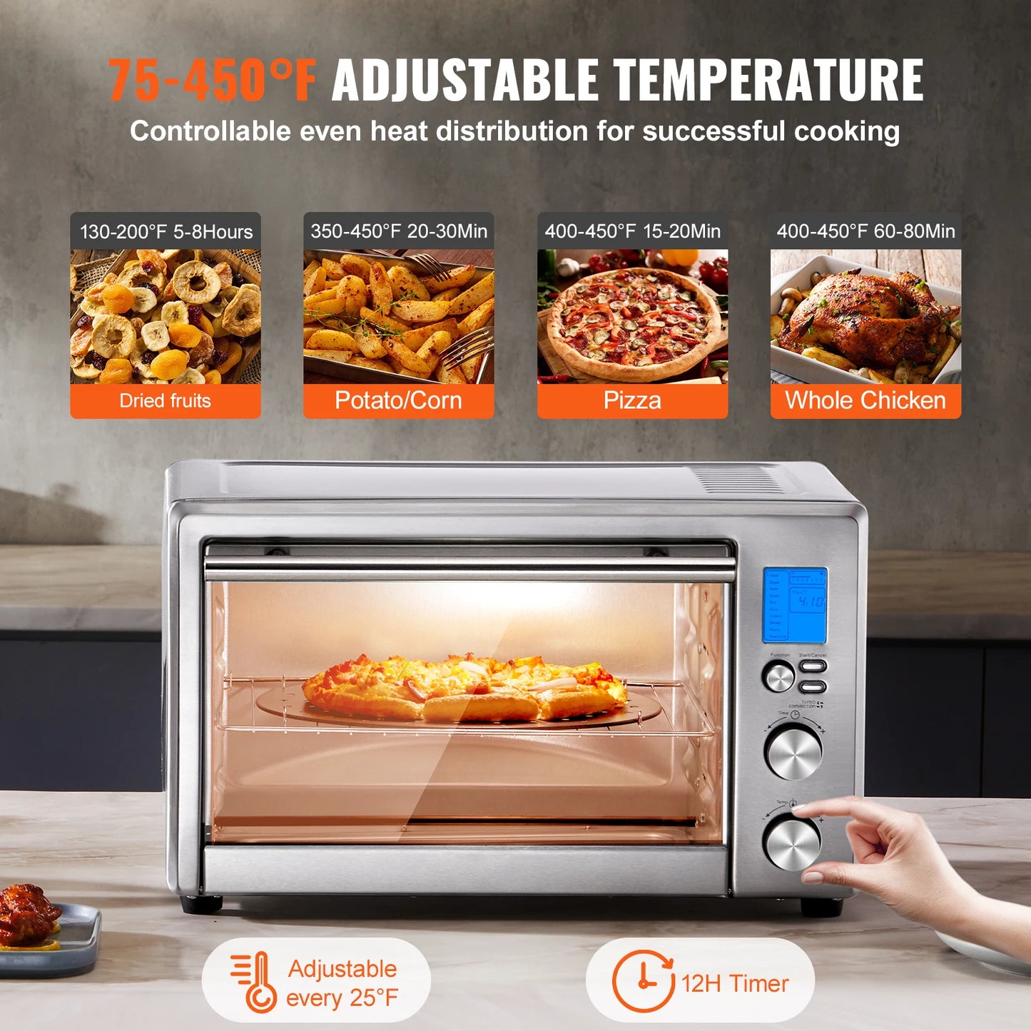 SucceBuy 13-IN-1 Air Fryer Toaster Oven 29.6Qt Convection Oven 1800W 2-Tier Toaster Countertop Combo Home and Commercial Use