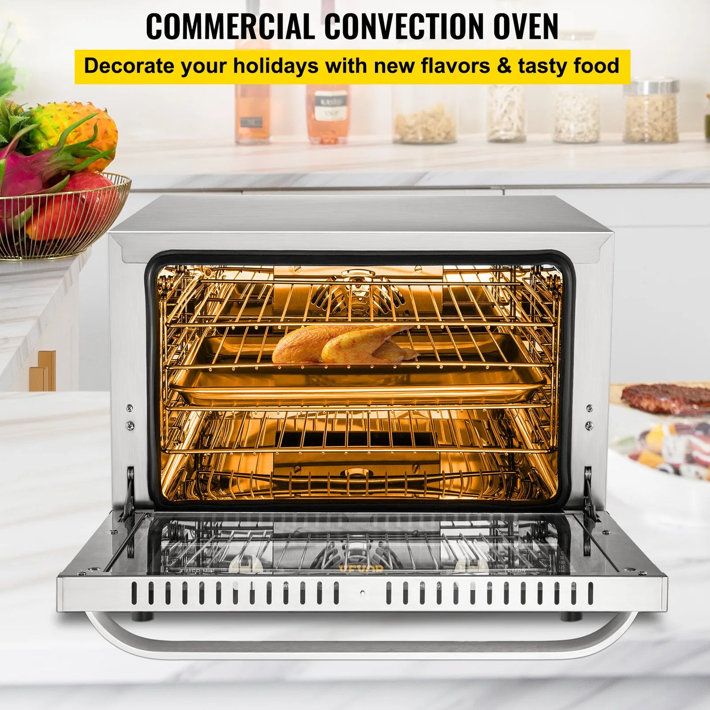 SucceBuy 21L47L66L Electric Oven Commercial Multifunction Countertop 3/4-Layer Baking Machine Home Toaster Pizza Convection Oven
