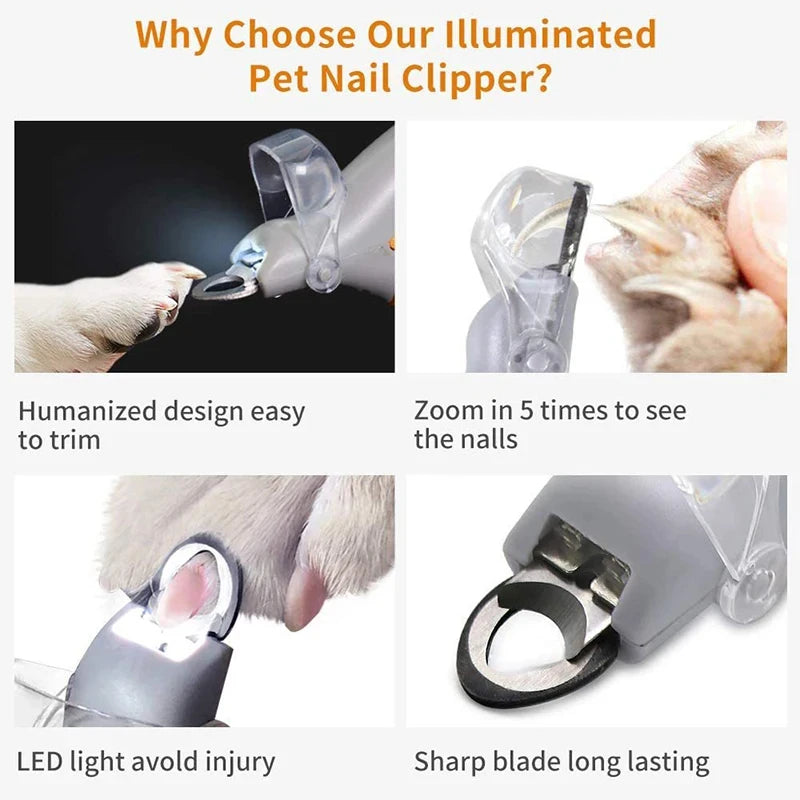 Professional Pet Nail Clipper Scissors With LED Light Cat Dog Nail Clippers Tool Scissors Nail Toe claw Cutter Scissors Pet Supplies