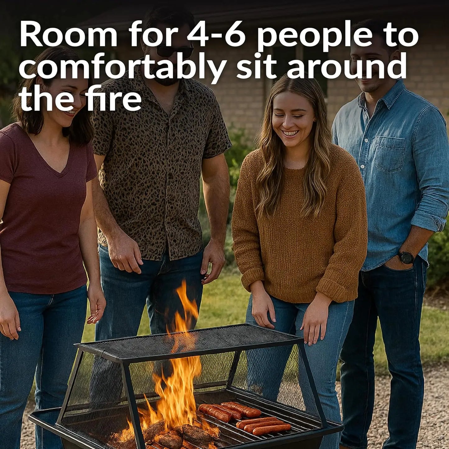 36-Inch Northland Steel Outdoor Fire Pit with Grill - Outdoor Fireplace with Cooking Grate, Spark Screen, Cover, and Poker