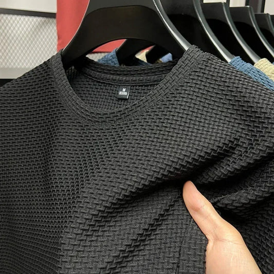 Summer Ice Silk High-End Solid Color High Quality Short Sleeve T Shirts Men's Breathable Fashion T-Shirt Male Brand Clothes