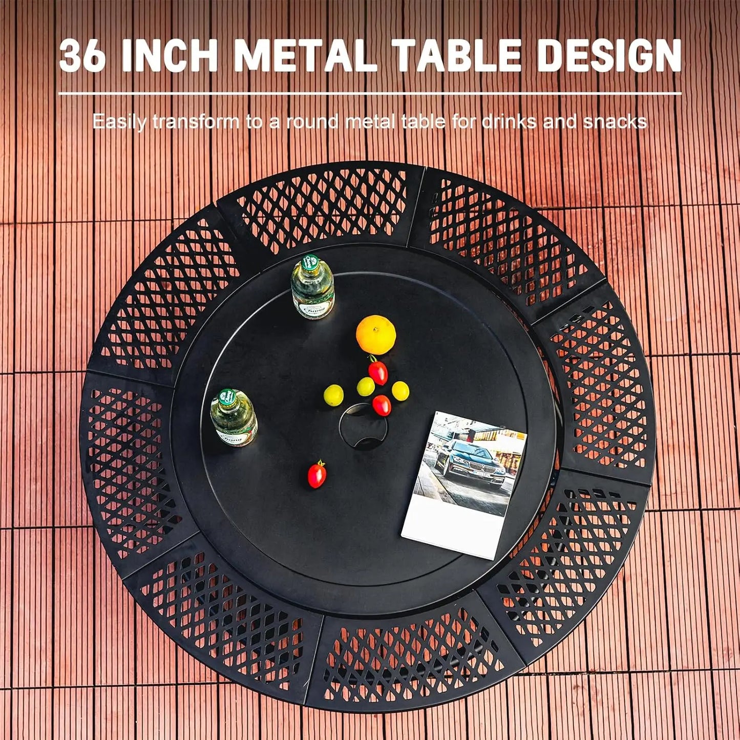 36 Inch Fire Pit with 2 Cooking Grills,Outdoor Wood Burning BBQ Firepit with Lid, 3-in-1 Outdoor Fire Pit for Backyard