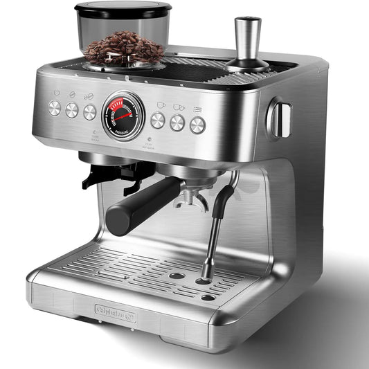 Espresso Machine with Grinder 20 Bar Semi-Automatic Coffee Maker PID Control Milk Frother Steam Wand 95Oz Water Tank for Home