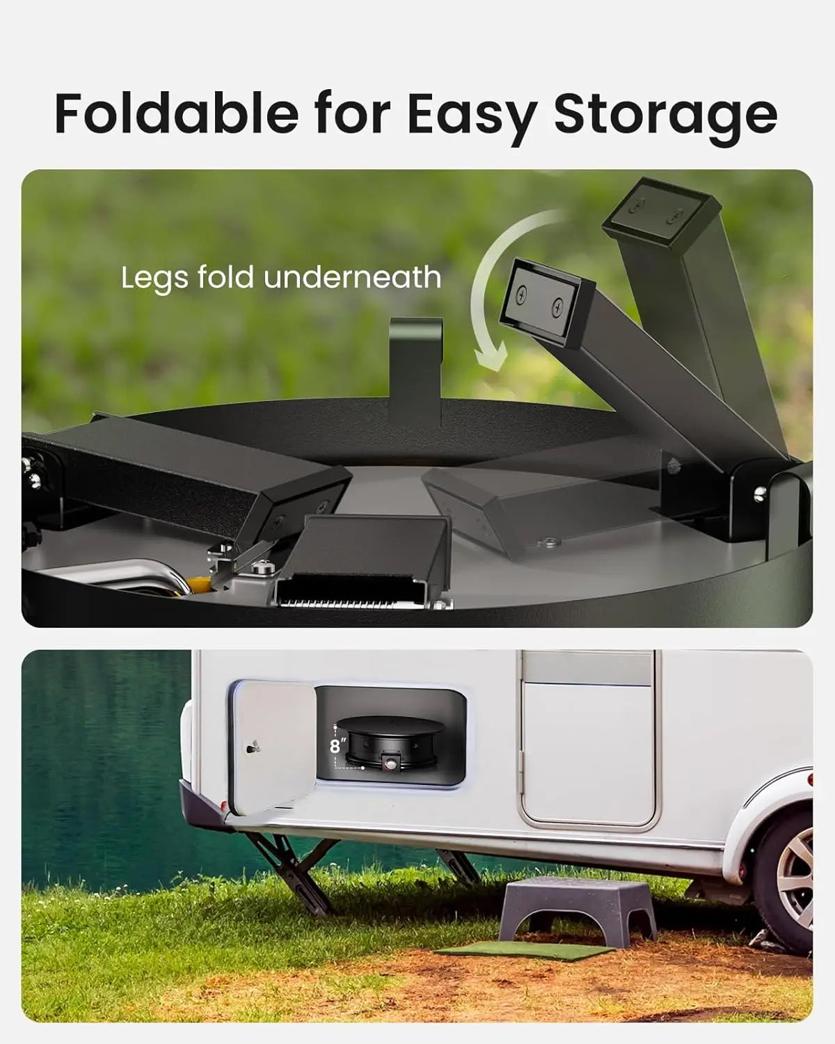 Large Propane Fire Pit 19 Inch, Gas Fire Pit with Grill Grate, Folding Legs,Hose Hooks, Propane Tank Holder, Cover & Carry Strap