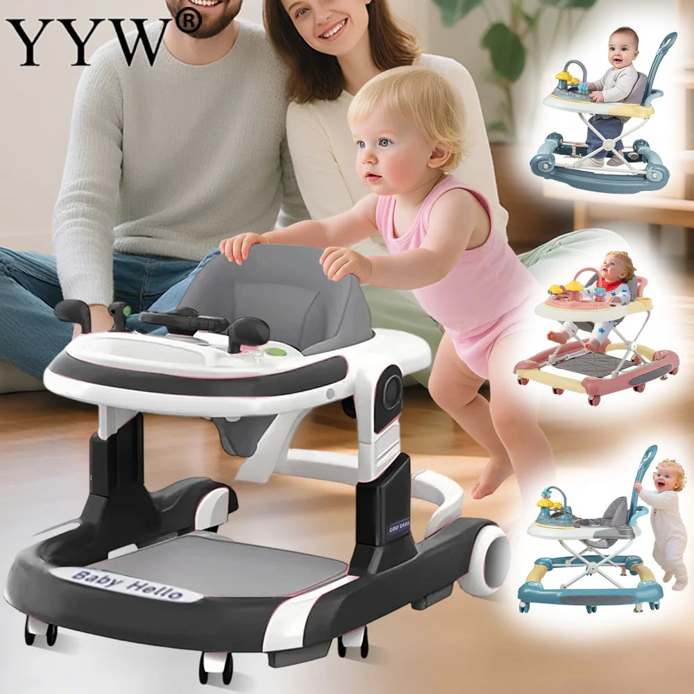 Multifunctional Baby Walker with Music,Lights,Spinning Wheels,Toy Rack,Pusher,Dining Tray For Kids Push Walker Antirollover 2026