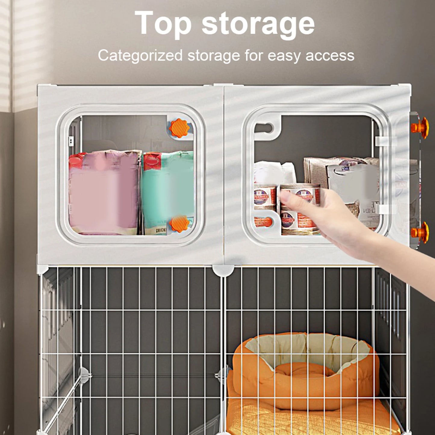 Large Cat Cage Indoor Metal Wire Cat Enclosure with Storage Cube Cat Bed Cat Crate Indoor Catio Scratcher Cats Litter Box