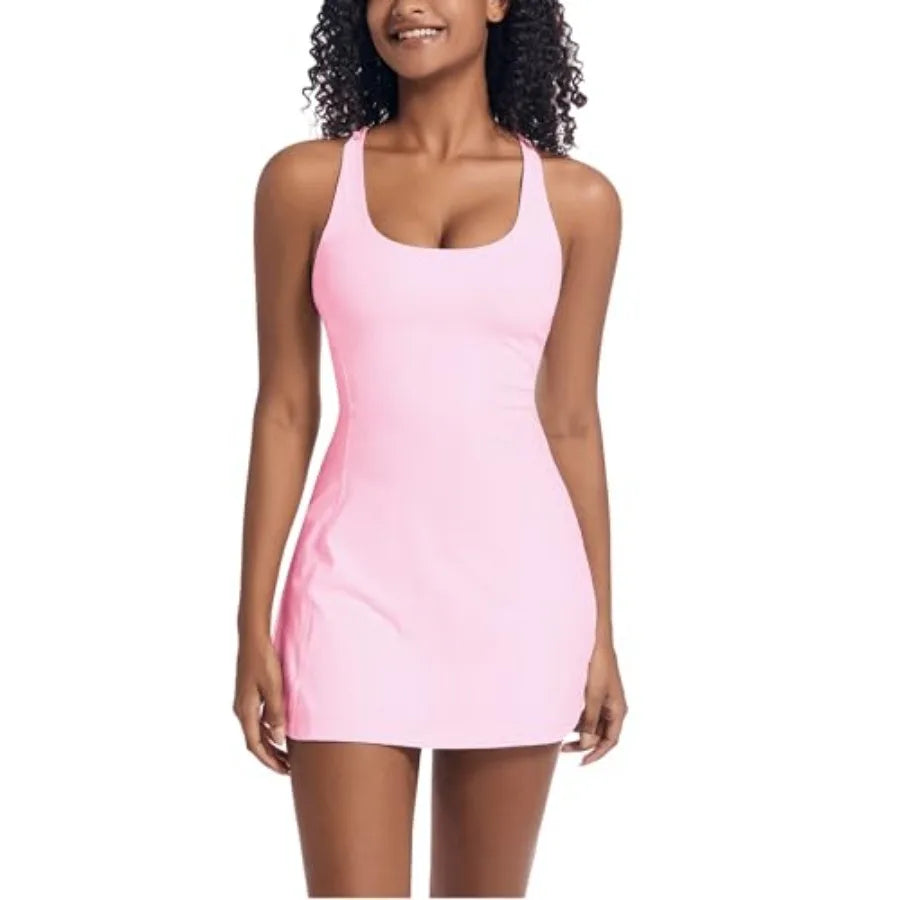 Tennis Dress for Women Workout Dress with Built-in Bra and Shorts Pockets for Athletic Exercise Golf