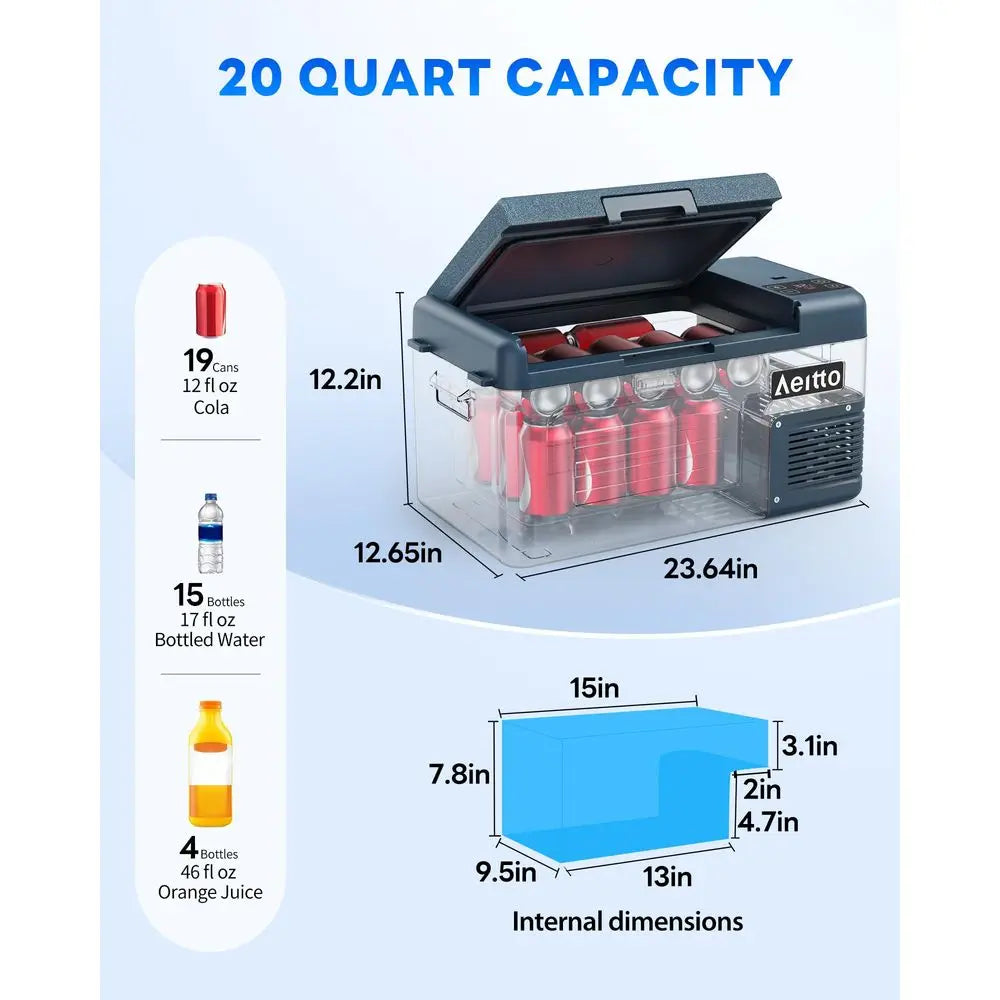 12 Volt Car Refrigerator 20Quart Car Fridge Freezer Electric Cooler Portable Cooler 12V Fridge RV Refrigerator 468 Temp Control