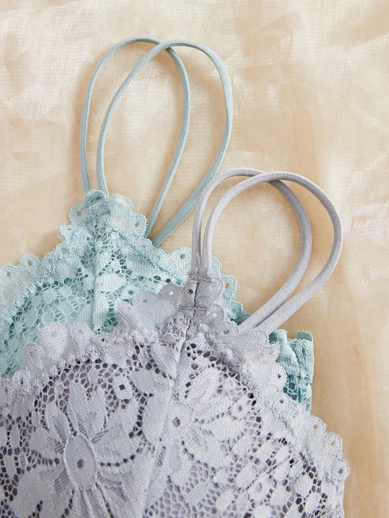 5 Sets Women Lace Bra And Brief Set With Padded Cup Thin Strap