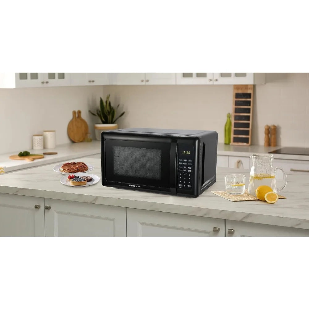 Emerson MW7302B Compact Countertop Microwave Oven with Touch Control, LED Display, 700W