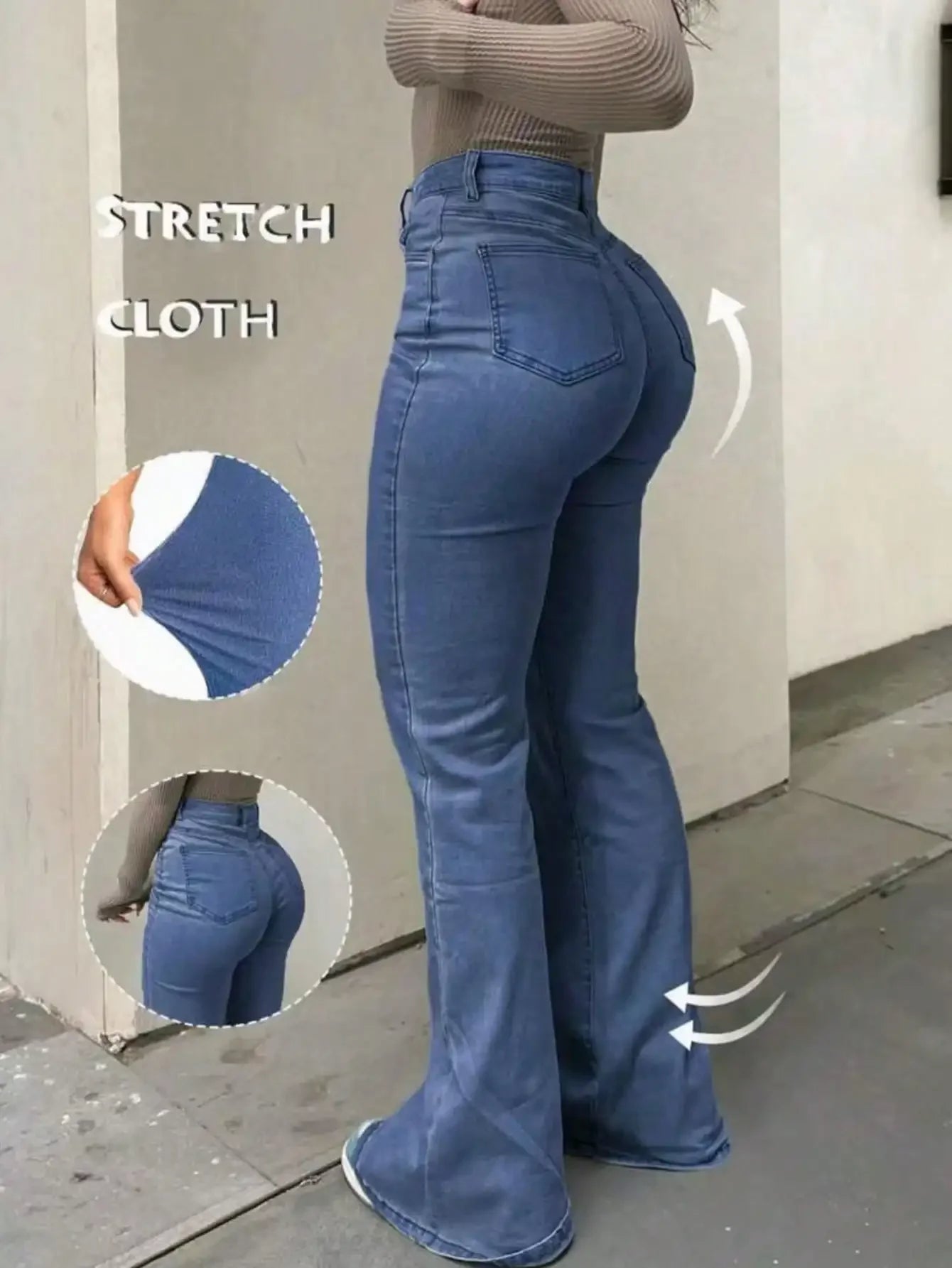 High-Waisted Stretch Flare Jeans for Women, Butt-Lifting Tummy Control Denim Pants