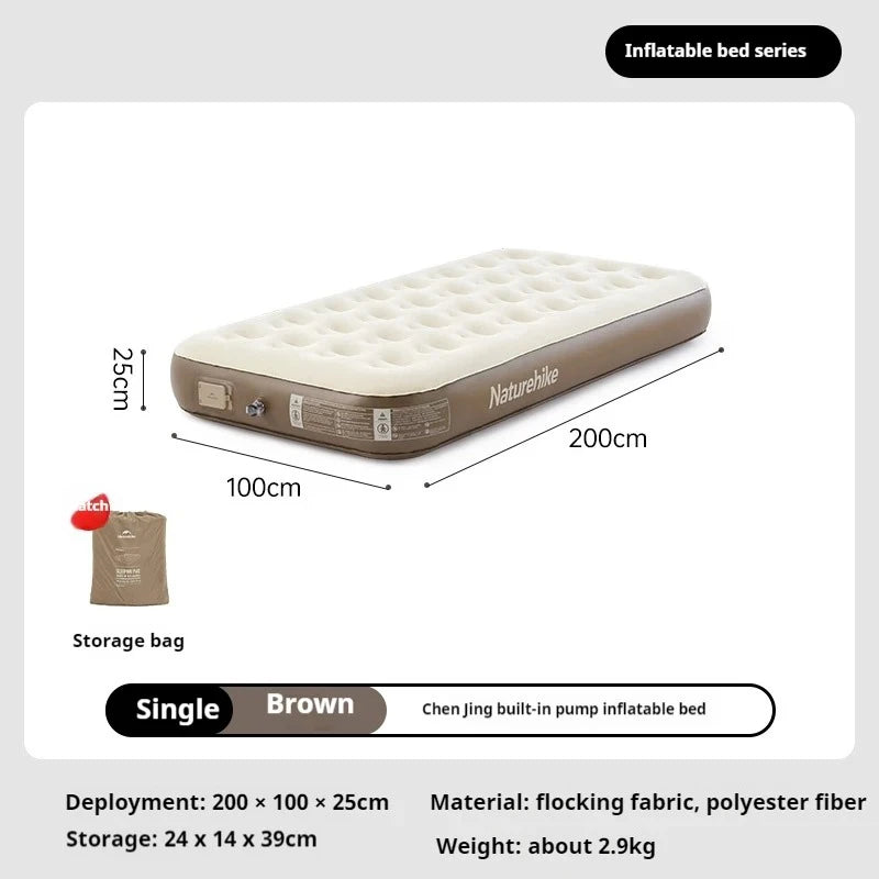 Nature hike Camping Mattress 1 Person Air Bed with Built-in Pump Outdoor Travel Beach Air Mattress Sleeping Mat 25cm Thickened