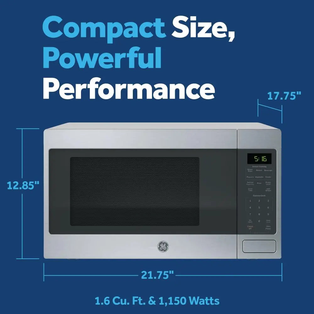 Countertop Microwave Oven, 1,150-watt Capacity, 1.6 CuFt., 8 Auto Setting Cooking Settings, Child