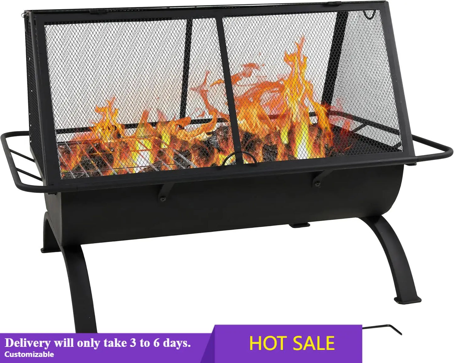 36-Inch Northland Steel Outdoor Fire Pit with Grill - Outdoor Fireplace with Cooking Grate, Spark Screen, Cover, and Poker