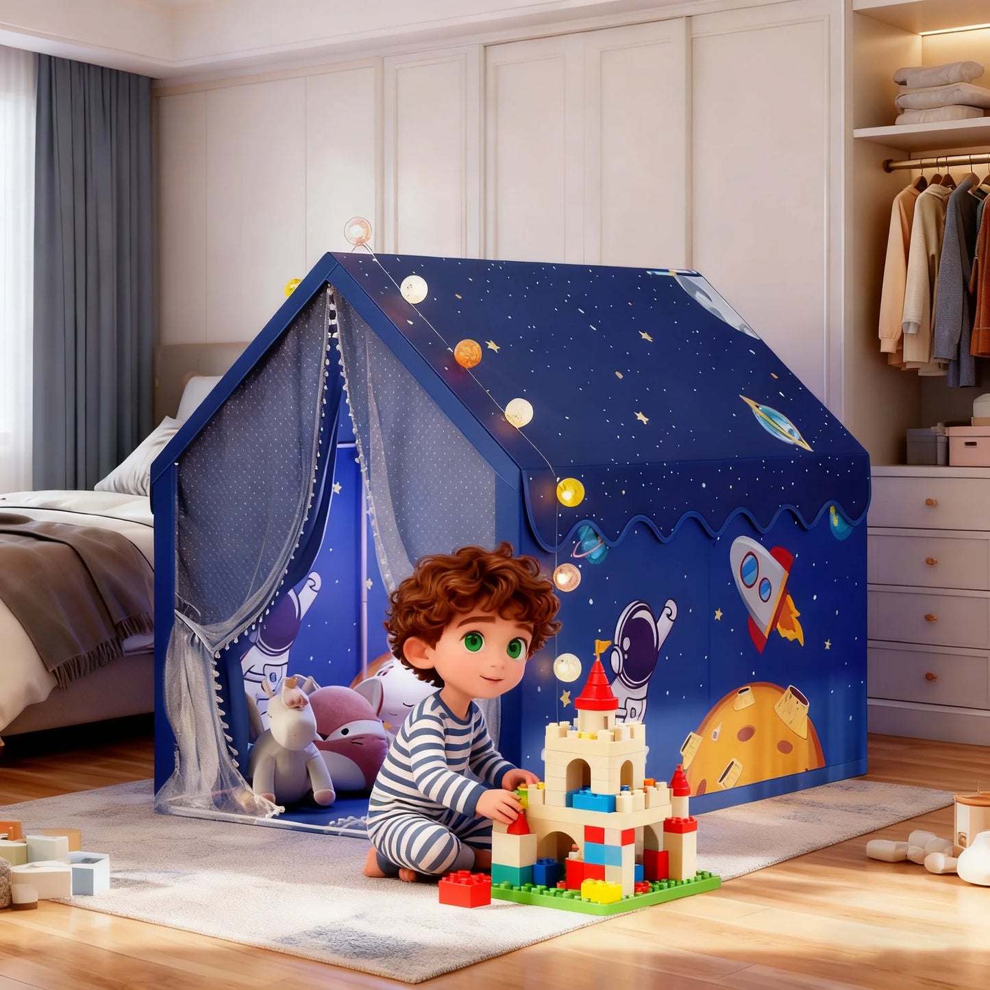 Kids play tent astronaut style boy's game room tent is the perfect gift for children indoor  interactive toys (Single tent)