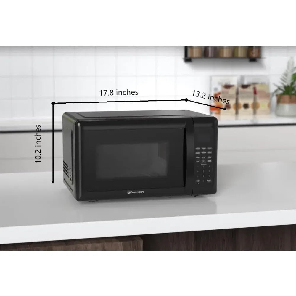 Emerson MW7302B Compact Countertop Microwave Oven with Touch Control, LED Display, 700W