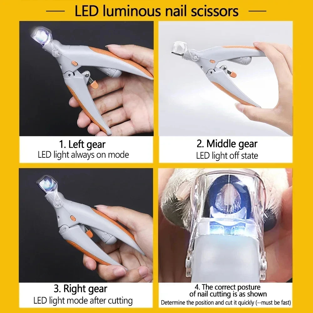 Professional Pet Nail Clipper Scissors With LED Light Cat Dog Nail Clippers Tool Scissors Nail Toe claw Cutter Scissors Pet Supplies