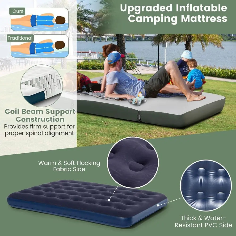 Camping Tent Cot, 5in1 Folding Camping Bed with Air Mattress, Pillow, Sleeping Bag, Waterproof Elevated Tent Shelter, Portable