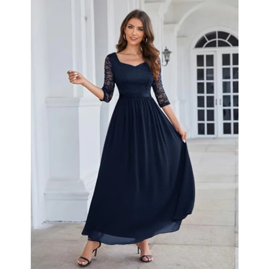 Wedtrend Formal Dresses for Women 3/4 Sleeve Bridesmaid Dress Mother of Bride Dress Maxi Evening Gown Prom Dresses